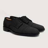 Dirk Brogues Derby Black Nubuck Leather Shoes For Men in Black Full-Grain Leather - Lateral Side Profile View | Buy Online
