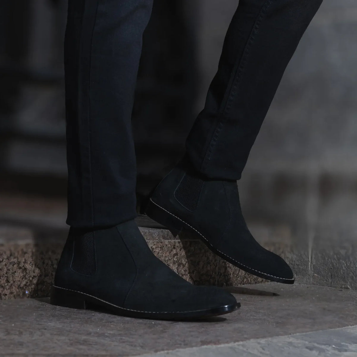 Styled On-Foot Perspective Demonstrating Ankle Fit & Silhouette on Model