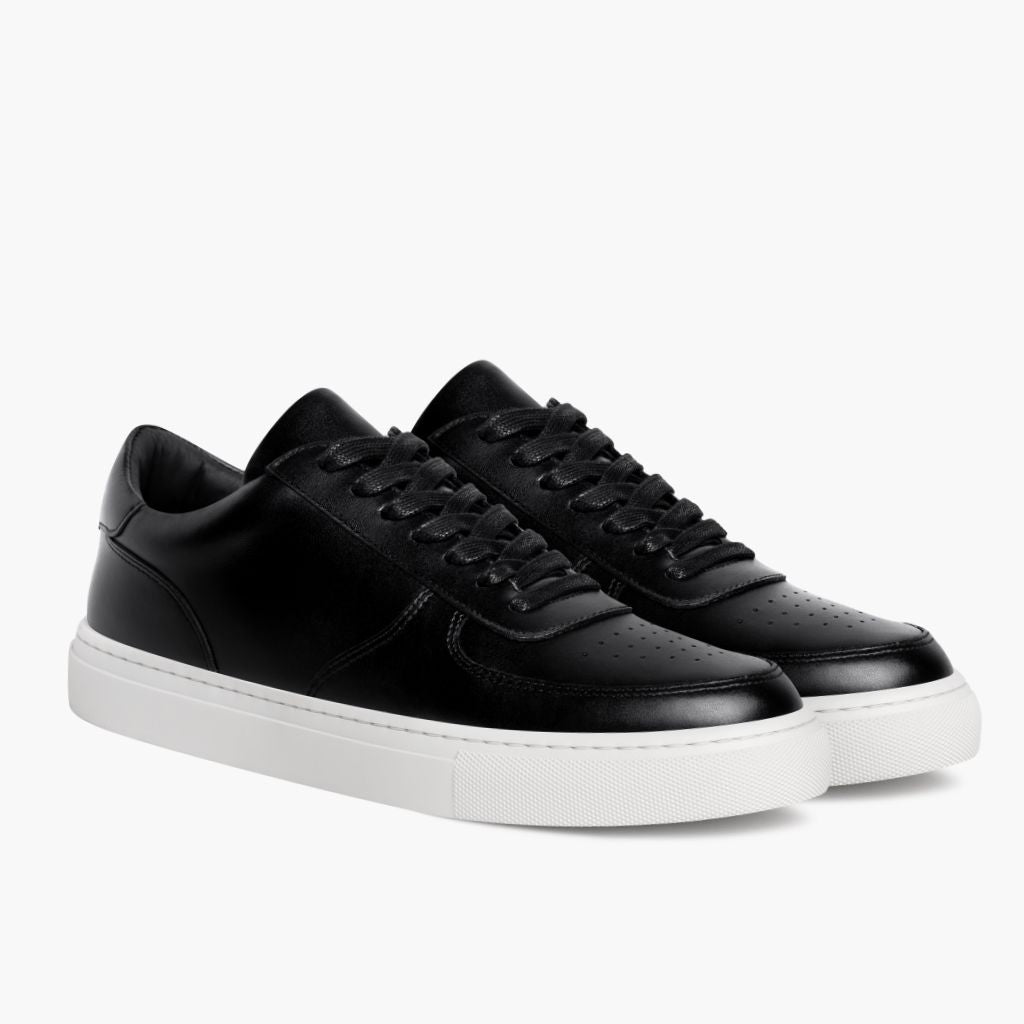 Court Black Leather Sneakers in Black Full-Grain Leather - Lateral Side Profile View | Buy Online