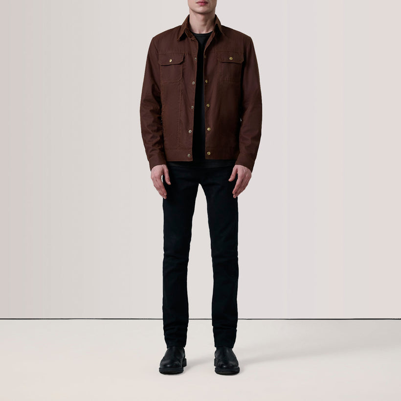 Colberto Brown Waxed Canvas Trucker Jacket