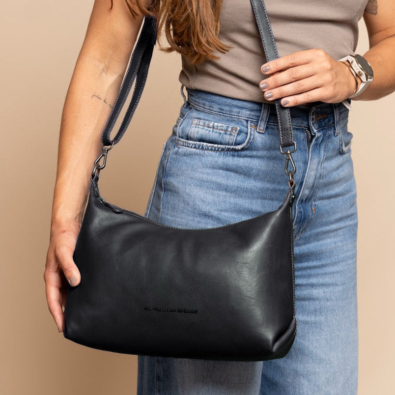 
Classic 100% Full-Grain leather Bag - Rear Perspective Showing Reinforced Leather Straps & Stitching