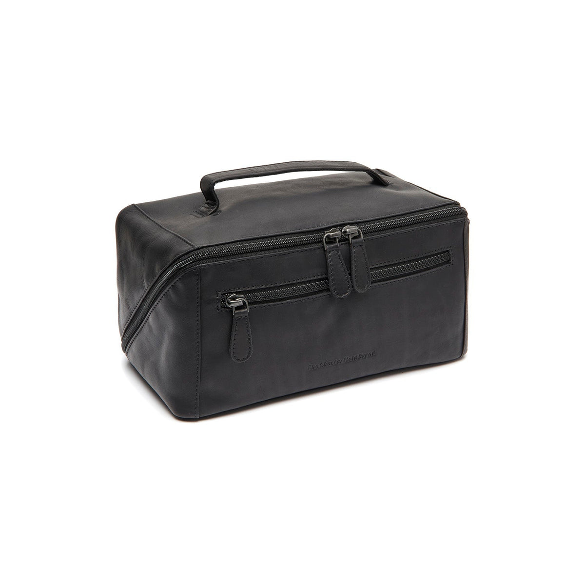 
Trevia Full-Grain Leather Toiletry Bag in Classic 100% Full-Grain Leather - Front Profile View & Tailored Silhouette | Buy Online