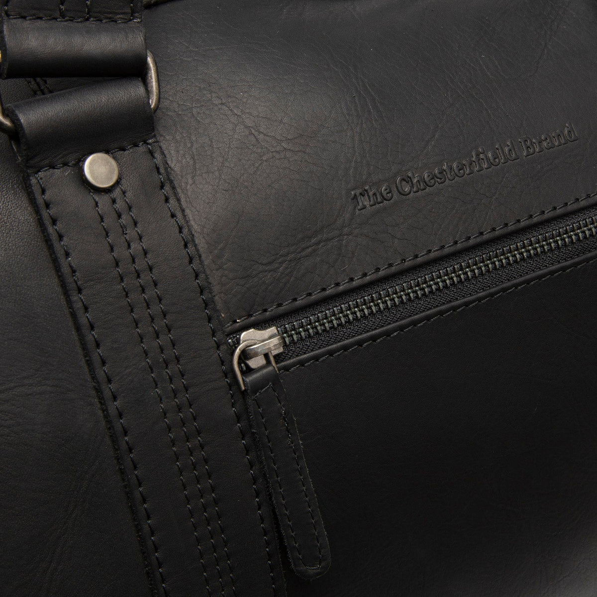
Rivaro Full-Grain Leather Weekender Bag - Structured Side Profile Showing Gusset Depth & Expansion Capacity