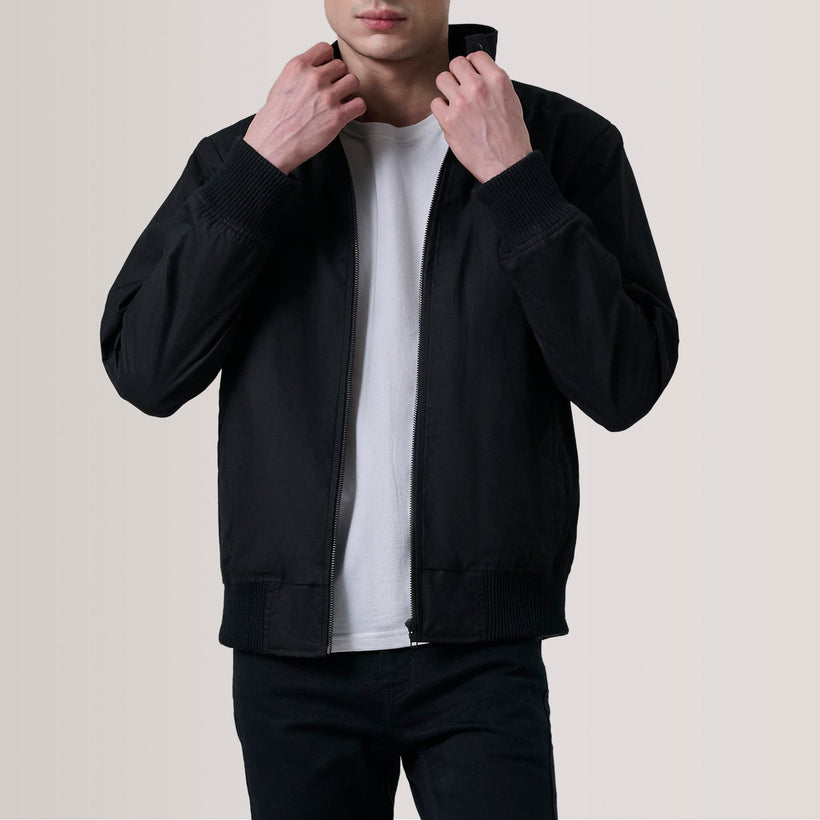 Morrison Black Canvas Bomber Jacket